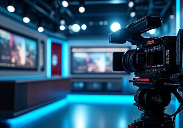 Moderne nieuwsstudio achter de schermen