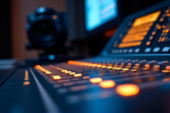 Close-up van professionele media apparatuur in de studio van Canopy Lens Studios