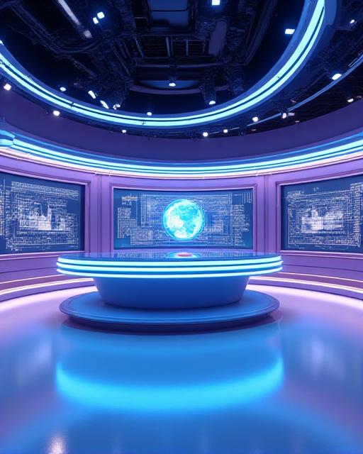 Futuristische virtuele nieuwsstudio met Unreal Engine